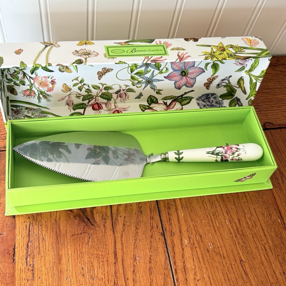 Botanic Garden Potmeirion Cake Knife Stainless Floral Motif Porcelain Handle
